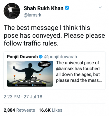 Assam copâ€™s awareness poster by using SRKâ€™s signature pose goes viral