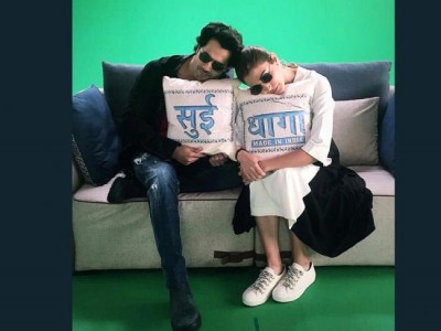 Anushka Sharma,VarunDhawan power nap in bewteen Sui Dhaaga promotions