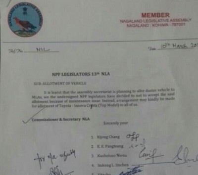 Not Duster, NPF MLAs demand for Innova Crysta worth of Rs 22 lakh