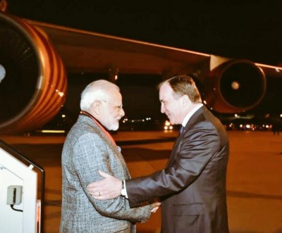 Prime Minister Narendra Modi arrives in Sweden