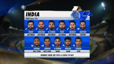 West Indies win toss, opt to bat first against India