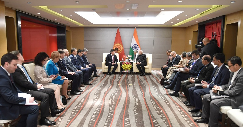  PM Modi meets Kyrgyzstan President Sooronbay Jeenbekov in SCO Summit in China 