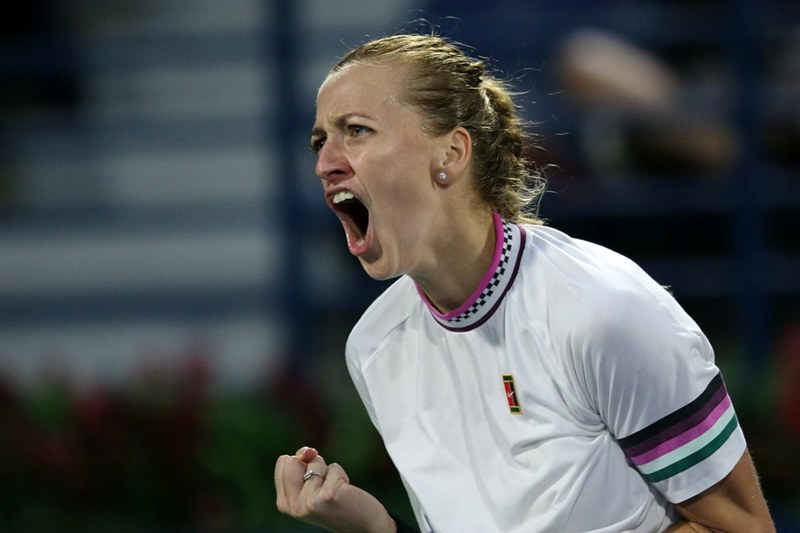 Belinda Bencic of Switzerland celebrates after winning