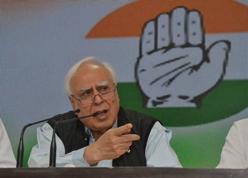 Congress leader Kapil Sibal addresses press conference in Delhi