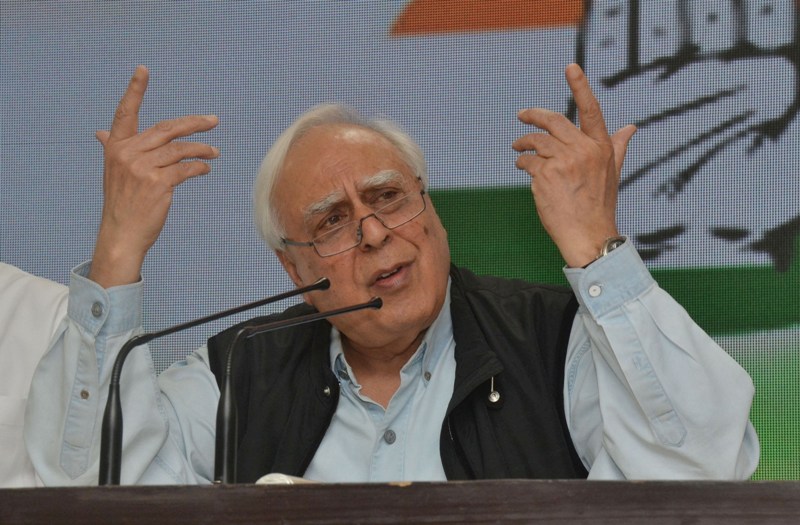 Congress leader Kapil Sibal addresses press conference in Delhi