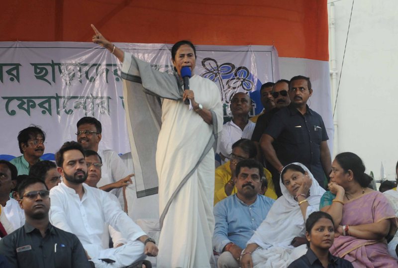 Mamata holds protest to restore peace 