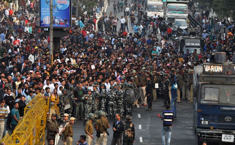 Students protesting against CAB in Guwahati 