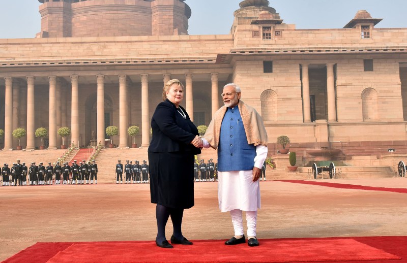 The Prime Minister of Norway Erna Solberg visits India