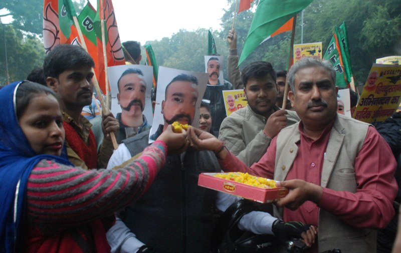 BJP activists celebrate return of Abhinandan Varthaman
