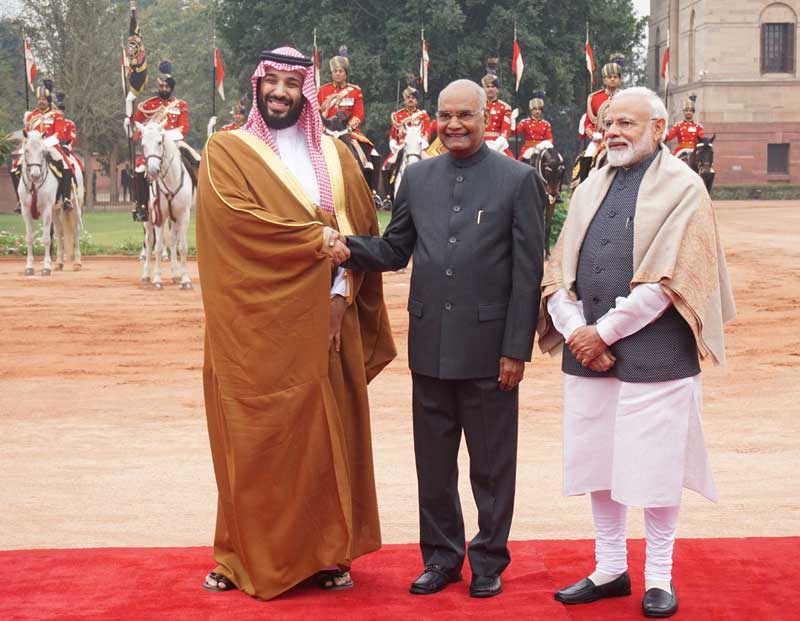 President Kovind, PM Modi receive Saudi Crown Prince Mohammed Bin Salman at Rashtrapati Bhavan