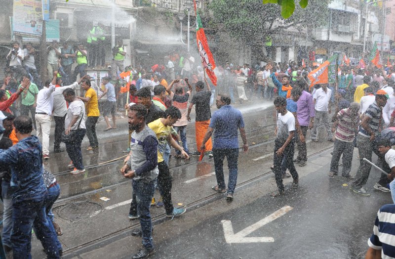 Police teargas, use water cannons to disperse Bengal BJP march towards Lalbazar