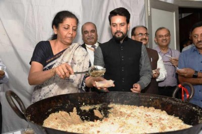 Union Budget: Finance Minister Nirmala Sitharaman participates in Halwa Ceremony