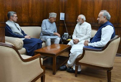 Farooq Abdullah, Omar Abdullah call on PM Modi 