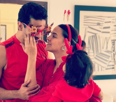 Neha Dhupia celebrates Christmas with Angad, Mehr 