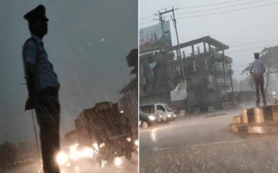 Assam traffic cop wins hearts on social media for his dedication to duty