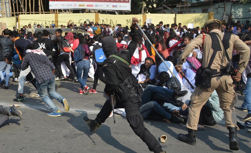 Students protesting against CAB in Guwahati 