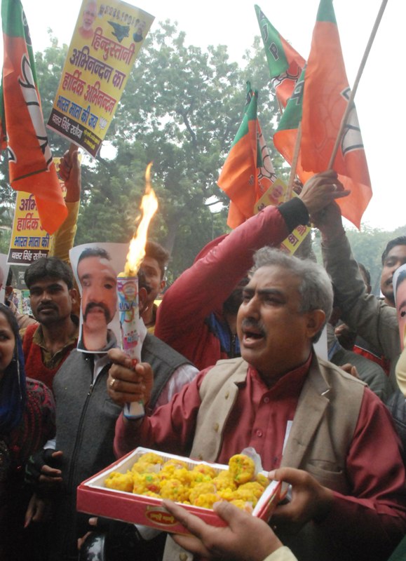 BJP activists celebrate return of Abhinandan Varthaman