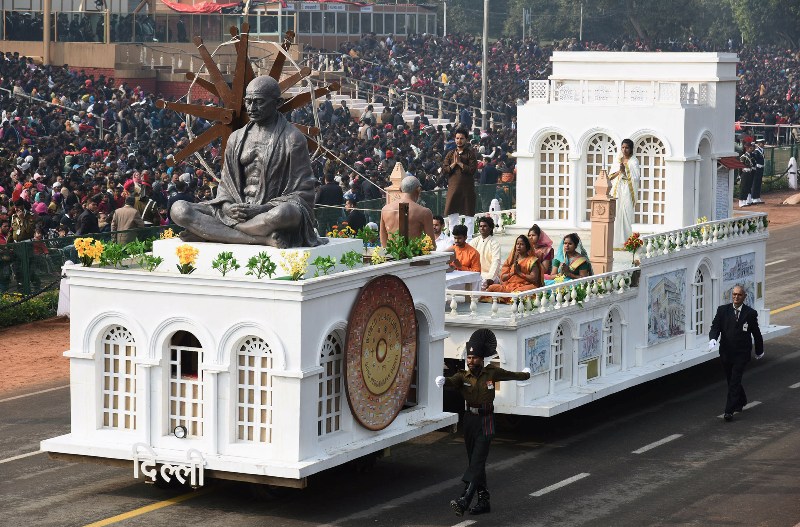CISF tableau  passes through the Rajpath during the full dress rehearsal for R-Day parade