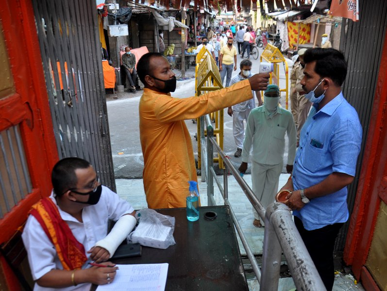 Devotees enter Mankameshwar temple in phase two of Unlock 1