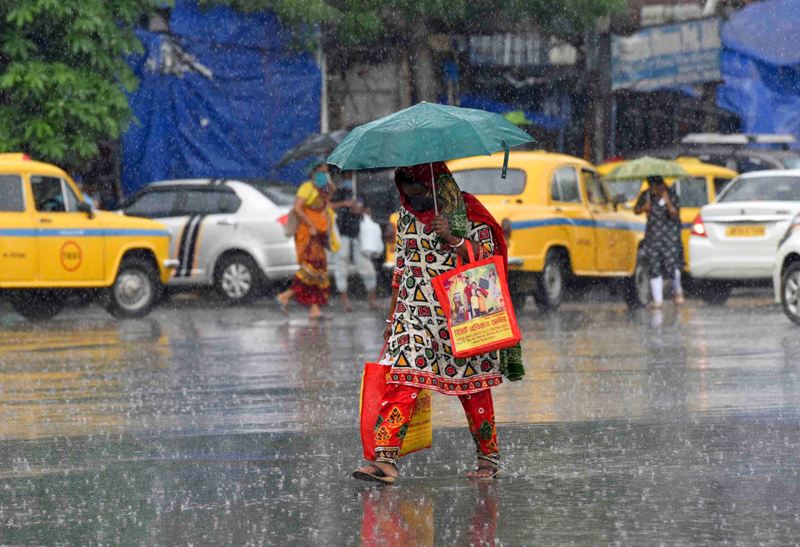 Rain-drenched Esplanade area in Kolkata