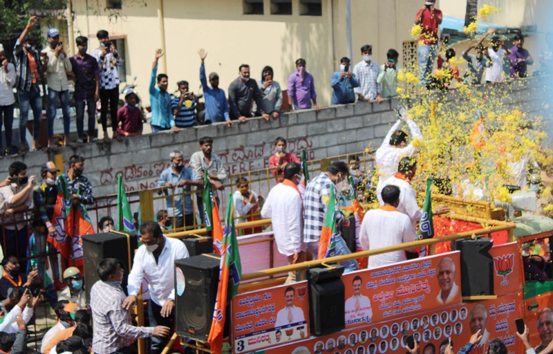BJP holds roadshow for By-election in Bengaluru