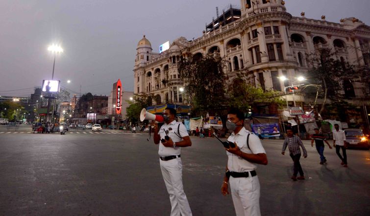 Deserted road in Kolkata during COVID-19 outbreak 