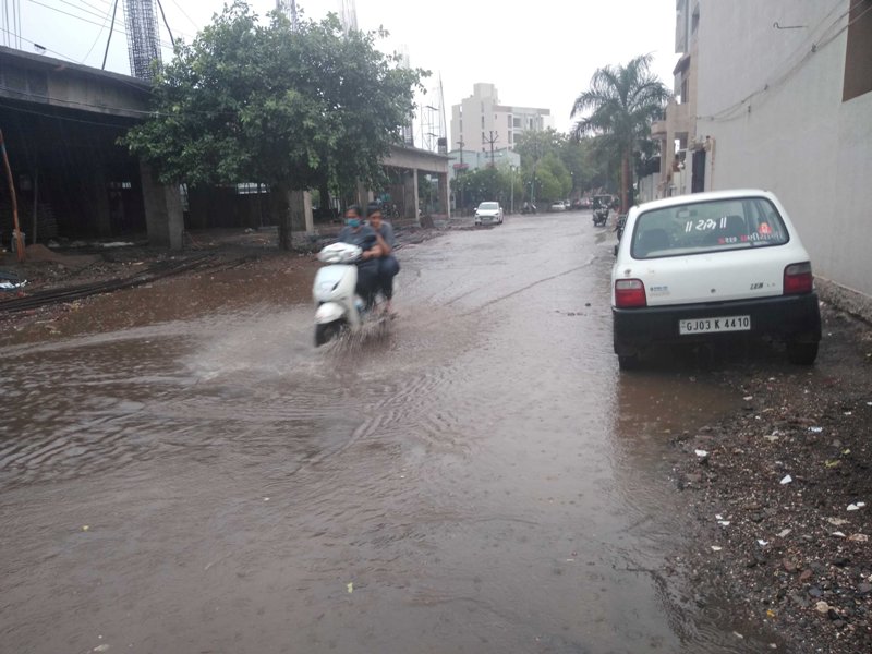 Waterlogged streets in Rajkot