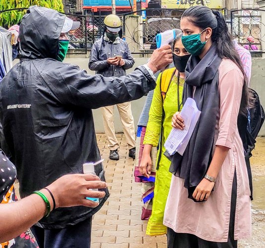 Students screened and sanitized before examinations in Belagavi