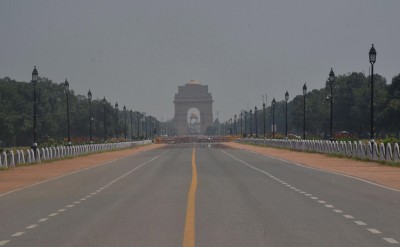 Rajpath barricaded near India Gate amid Covid19 pandemic in New Delhi
