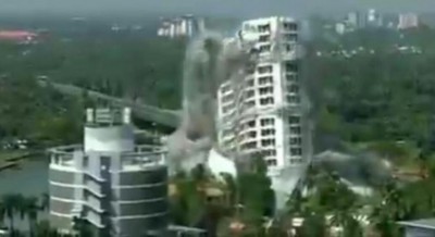 Kochi: First of four illegal flats in Maradu demolished