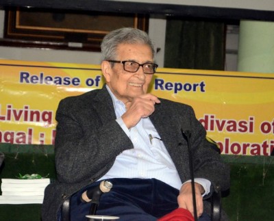 Professor Amartya Sen during release of The Living World of the Adivasis of West Bengal 