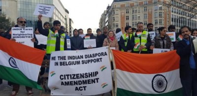 Pro-CAA Indian diaspora rally in Brussels urge EU to act against Pakistan for minority persecution