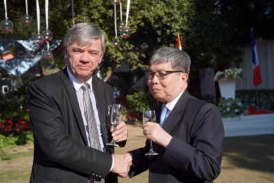 French Ambassador to India Emmanuel Lenain celebrates opening of Delhi's first Indo-French 'baby doux'