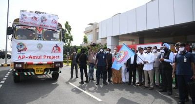 Andhra Pradesh CM Y S Jagan Mohan Reddy inspects Amul Dairy Cooling plant model state Secretariat in Amaravathi