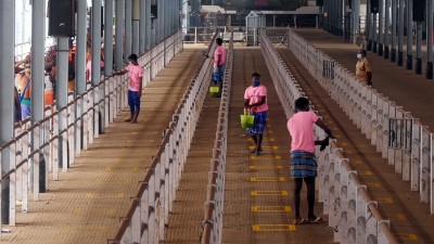 Cleaning in progress at Sabrimala Temple for Mandala-Makarvilakku festival