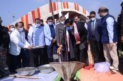 Assam CM Sonowal offers Bhumipujan of Swahid Smarak in Guwahati