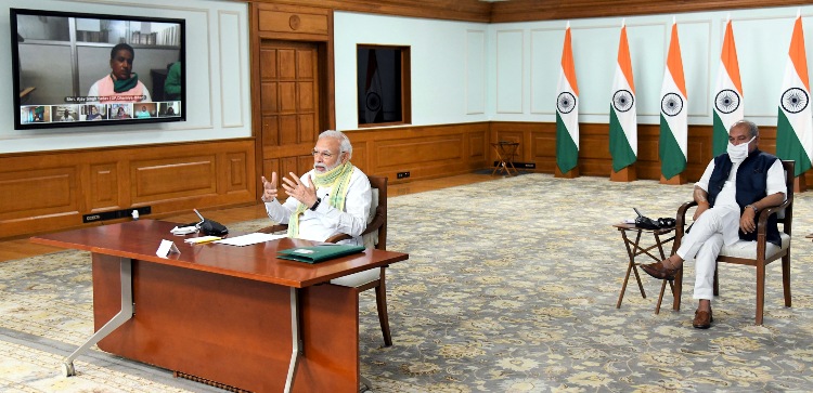 PM Modi interacts with Sarpanchs
