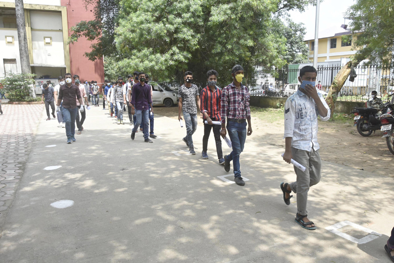 NDA examination: Candidates maintain social distancing