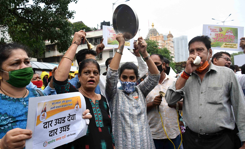 BJP protests demanding opening of religious places