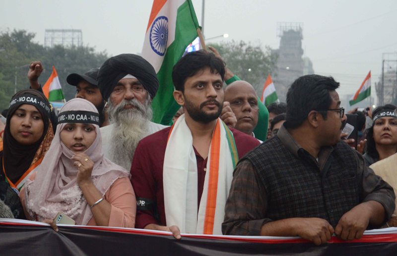 Actor Zeeshan Ayyub joins rally protesting CAA, NPR and NRC in Kolkata    