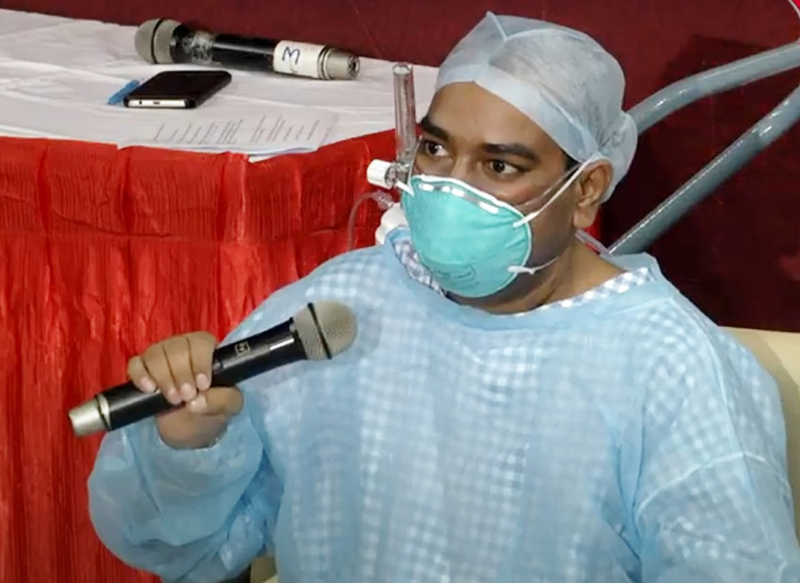 Covid patient who underwent double lung transplantation speaking to media in Hyderabad