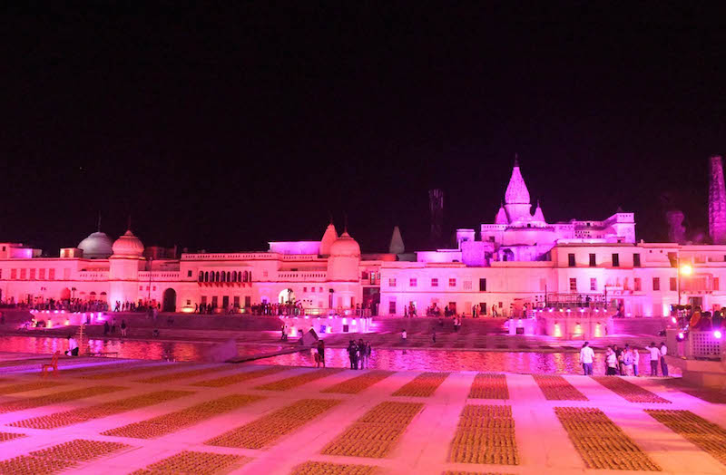 Ayodhya night on the eve of Ram Temple ground breaking ceremony
