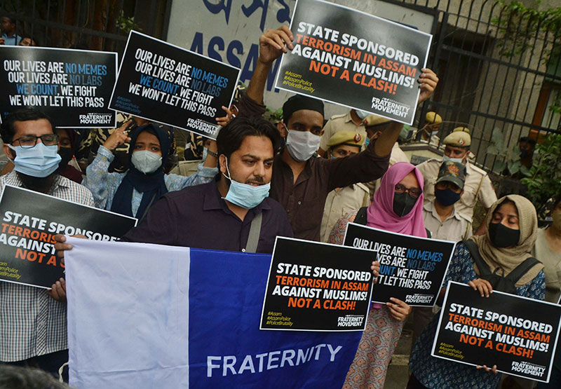 Protest against eviction drive in Assam's Dholpur