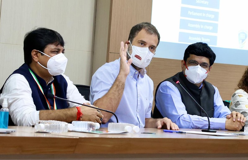 Congress leader Rahul Gandhi attends social media meeting