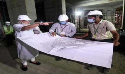 PM Narendra Modi inspects construction site of new Parliament building