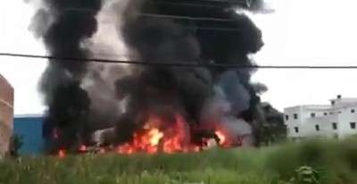 Kolkata: Massive fire breaks out at Maheshtala sanitizer factory, firefighting ops underway