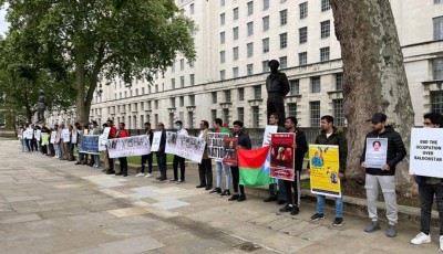 Dr Deen Muhammad Baloch enforced disappearance: BNM members demonstrate in front of British PM Boris Johnson's residence