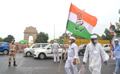 Congress Seva Dal volunteers carrying out Tiranga March
