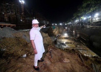 PM Modi inspecting the construction site of new Parliament building 