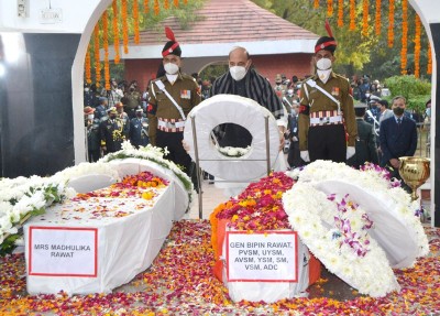 General Bipin Rawat cremated with full military honours in Delhi, daughters perform last rites